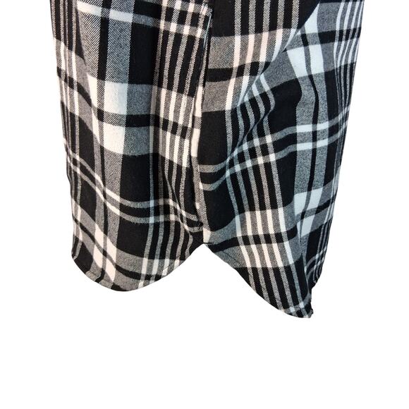 Jachs Girlfriend Black and White Plaid Button Up Grunge Goth Longsleeve Shirte - Picture 6 of 16